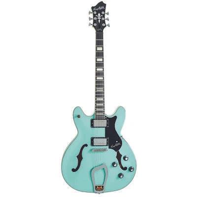 Guitarra semihueca Hagstrom VIK-ABE Viking, diapasón resinador, azul cielo envejecido Foto 1 de 4