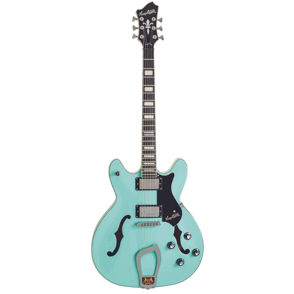 Hagstrom VIK-ABE Viking Semi-Hollow Guitar Resinator Fretboard Aged Sky Blue