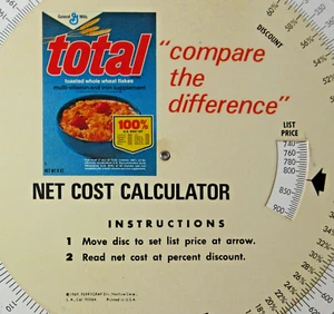 Vintage General Mills Total Cereal Grocery Store Price Calculator Wheel 1969 - Picture 1 of 5