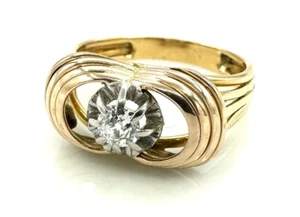 MAGNIFIQUE BAGUE OR 18 CARATS - Diamant 0,22 carat - 4,72 g - Foto 1 di 5