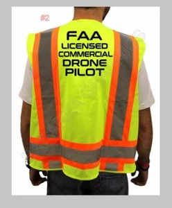 LICENSED COMMERCIAL DRONE PILOT SAFETY VEST HI-VISIBILITY REFLECTIVE #2 - Picture 1 of 7
