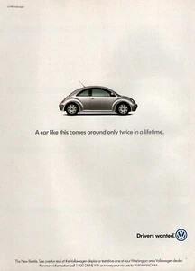 1999 Volkswagen Bug New Beetle "Twice in a Lifetime" Original Color Ad - Picture 1 of 1