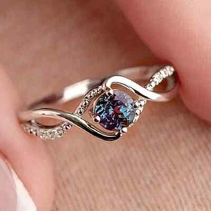 2.2ct Round Cut Lab Created Alexandrite 14k White Gold Finish Engagement Ring - Picture 1 of 4