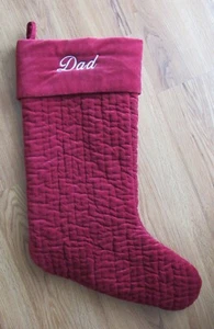 Pottery Barn 14-inch Quilted Red Velvet "Dad" Christmas Stocking - Picture 1 of 3