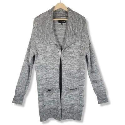 Cardigã suéter Hurley Long Line cinza martelado médio - Imagem 1 de 4