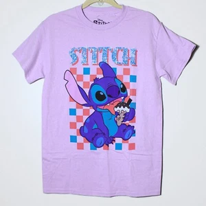 Disney Stitch Eating Icecream Graphic Tee Short Sleeve Purple Size S Small - Picture 1 of 3