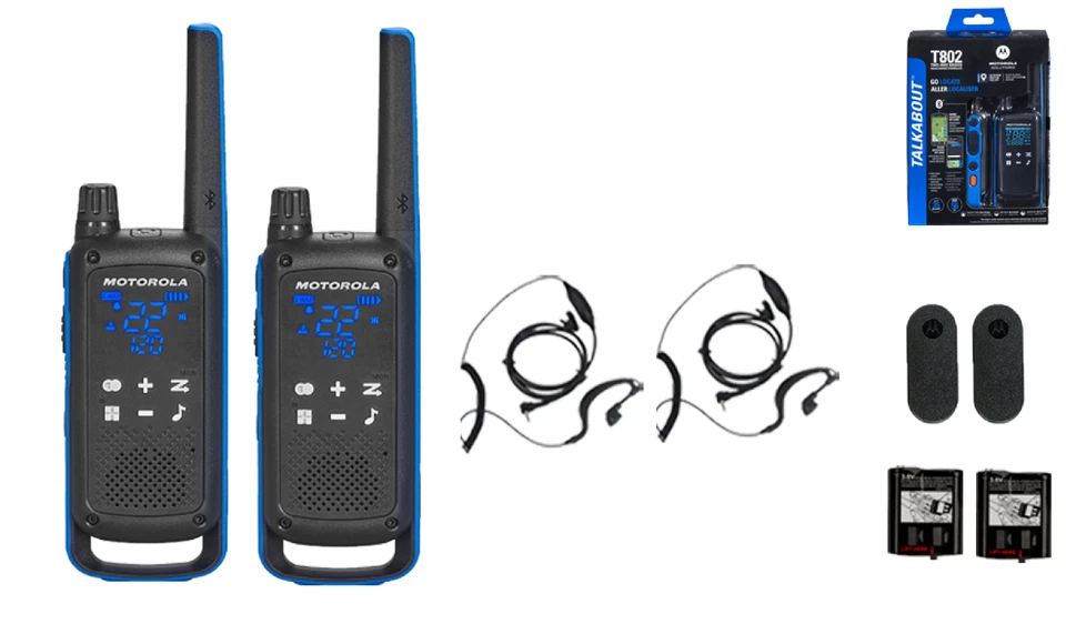 Motorola Solutions T802 Two Way Radios w/ 2 PTT Earpieces, Bluetooth 2-Pack - Image 1 of 4