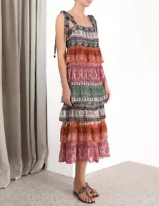 ZIMMERMANN Size 1 / AU 10 / US 6 AMARI Ruffled Tiered paisley Floral Dress - Foto 1 di 21