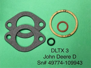DLTX3 Gasket Set, John Deere D Carburetor gasket set, MADE IN THE USA, - Picture 1 of 1