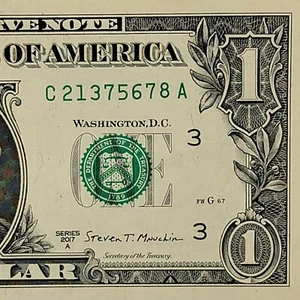 Vierstellige Schleppleiter Fancy Seriennummer One Dollar C21375678A FW 2017A - Bild 1 von 8