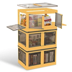 3Pcs Storage Bins Closet Organizer Stackable Containers Foldable Books Toys Box - Picture 1 of 21
