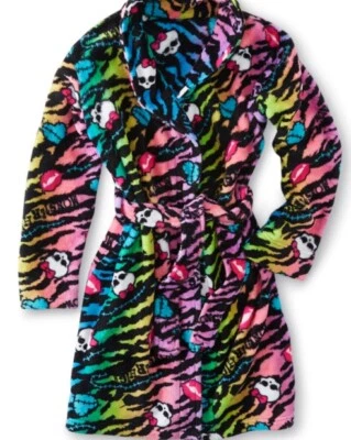 MONSTER BATA ALTA Niñas 6/6x Nuevo Suave Felpa Arco Iris Estampado Cebra Albornoz Nuevo con Etiquetas Foto 1 de 4