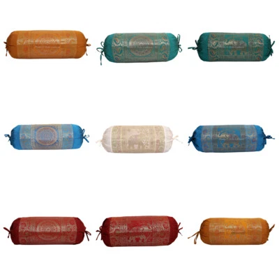 Silk Masand Neck Roll Cylinder Pillow Bed Home Decor Yoga Bolster Cushion Cover - Image 1 of 2