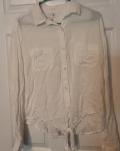 So Womens White Long Sleeve Button-Down Blouse M - Picture 1 of 8