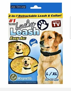 Lucky Leash Retractable Dog Leash and Collar  36-80 Lbs (Buy 1/Get 1 Free) - Picture 1 of 4