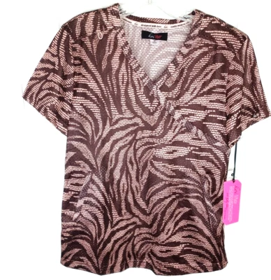 Blusa Médica Estampada de Cebra Koi Lite Bliss XS Malla Elastizada Envoltura Simulada Ligera Foto 1 de 4