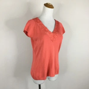 Maglione SHANGHAI TANG donna tg XS arancione misto seta maglia ricamo colletto - Foto 1 di 11