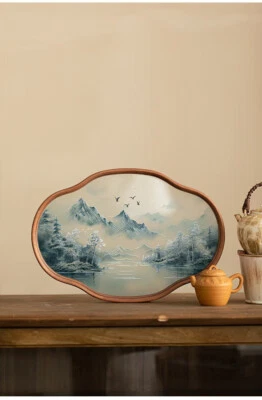 Bandeja de té de vidrio para arte de paisaje chino A2, accesorios de té, bandeja de almacenamiento, compota Foto 1 de 4