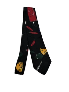 Vintage Chefwear Neck Tie Black Hot Chili Peppers - Picture 1 of 3