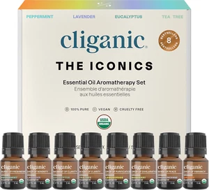 Organic Aromatherapy Essential Oils Gift Set (Top 8), 100% Pure - Peppermint, La - Picture 1 of 12