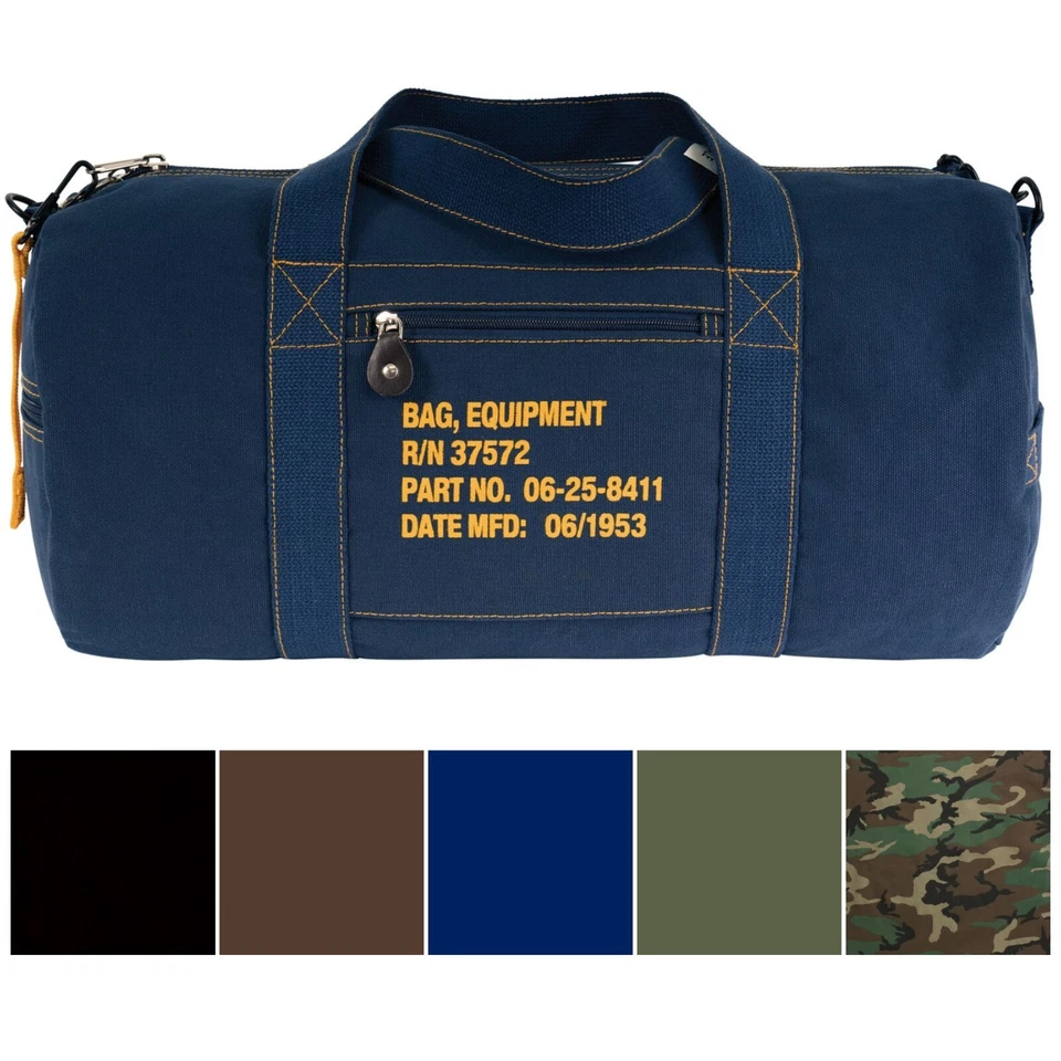 Cotton Canvas Travel Equipment Flight Carry Duffle Shoulder Bag (Small or Large) - Image 1 of 4
