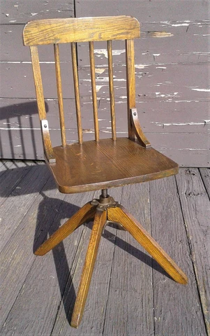 Antique Oak Childs Roll Top Desk Swivel Chair 1920s Cover
