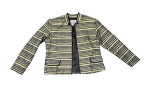 Chaqueta Blazer SHERI MARTIN Nueva York Rayas Metálica Multicolor Talla Grande Abierta - Imagen 1 de 7