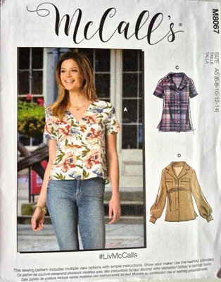 MCCALLS PATTERN 8067  TOPS  MISSES SIZES  6 8 10 12 14   UNCUT  NEW  FF - Image 1 of 2