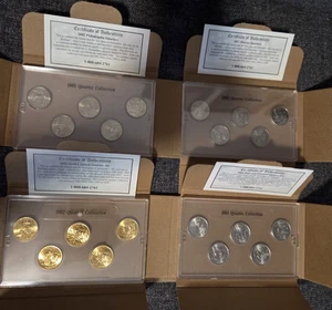 Set Of 4 2002 P,D,Gold,Platinum Proof State Quarters With COA And Original Boxes - Picture 1 of 3
