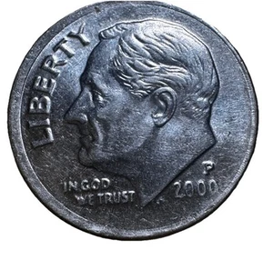 2000 P Off Centered Dime Nice Error Shallow Hit Date RARE Circulated Ungraded - Picture 1 of 8