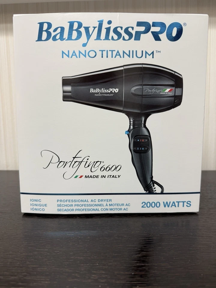 BaByliss Pro Nano Titanio Negro Mate Secador de Alta Velocidad Portofino 6600 NUEVO Foto 1 de 1