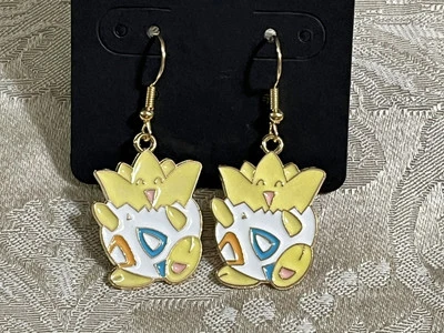 Japanese Anime Togepi Cartoon Video Game Enamel Drop Dangle Adorable Earring Set - Image 1 of 2