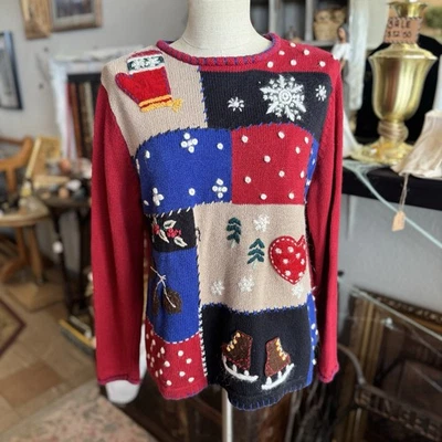 Suéter Vintage Clásico Elementos Tacky Vacaciones Invierno Navidad Para Mujer’s Mediano Foto 1 de 4