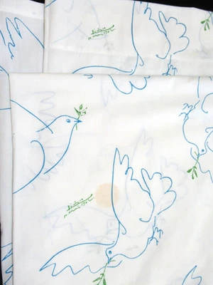 Hoja plana vintage 1962 Picasso Paloma de la Paz Pacific Spadem Queen 90"x110" Foto 1 de 4