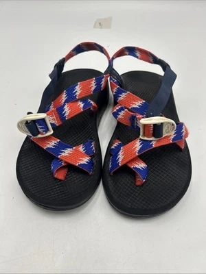 Chaco Z/2 经典凉鞋男式 8 码蓝色红色脚趾环远足运动 — 第 1/4 张图片
