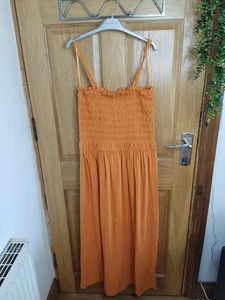 Ladies Primark Orange Smocked Sundress Size Medium - Picture 1 of 3