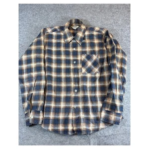 Camisa de franela Prest-Rite vintage años 70 para hombre grande azul a cuadros años 60 ropa de trabajo occidental - Imagen 1 de 7