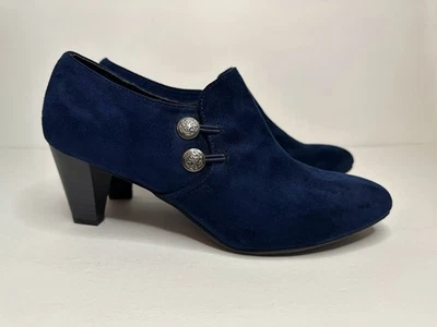 Botín Smith de gamuza azul RIALTO talla 8,5 hermosos detalles con botones Foto 1 de 4