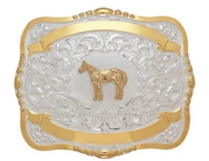 Crumrine Western Belt Buckle Kids Show Horse Bead 4 x 5 Gold 38446 - Picture 1 of 1