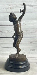 LB DIABOLO FIRMADO GOLDSCHEIDER NIÑO DESNUDO JUGANDO BRONCE ESCULTURA ESTATUA OBRA DE ARTE - Imagen 1 de 10