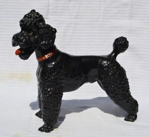 Breyer poodle black standard dog red collar green eyes glossy vintage animal