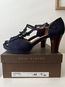 chie mihara 40 Uchida Navy suede heels. New in box unworn - Picture 1 of 20
