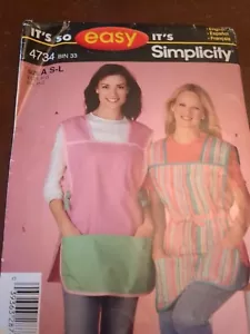 WOMENS UNCUT SIMPLICITY 4734 Sewing Pattern SPRON FULL TUNIC ART CRAFTS SIZE S-L - Picture 1 of 3