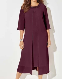 Catherine's Damengröße 1X Midnight Dazzle A-Linie Flyaway Maxikleid burgunderrot - Bild 1 von 7