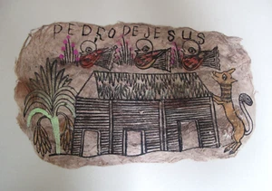 Vintage Pedro de Jesus Amate Bark Painting 1960's - Picture 1 of 1