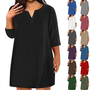 Plus Size Dresses for Curvy Women Summer Loose Casual Short Sleeve T Shirt Dress - Picture 1 of 22