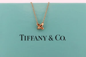 Vintage Tiffany and Co. Necklace.18k Gold T&Co X Crossover Pendant and Necklace - Picture 1 of 4