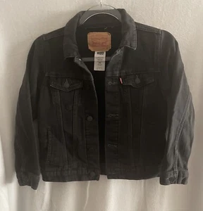 Chaqueta Levi's Niños S 8 10 Desteñida Negra Denim Look Elastizada Abotonada - Imagen 1 de 6