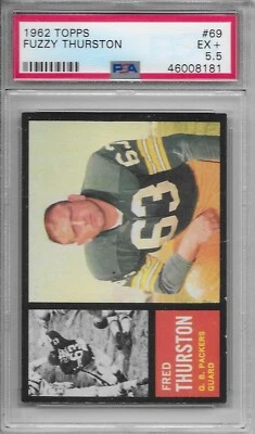 1962 TOPPS FOOTBALL RC Fuzzy Thurston #69 PSA 5.5 EX+ Green Bay Packers - Image 1 of 2
