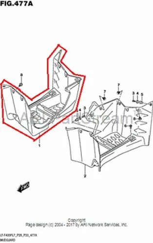 NEW OEM SUZUKI KING QUAD LT- F 400 FSI RIGHT SIDE FOOTWELL MUD GUARD Foto 1 de 1